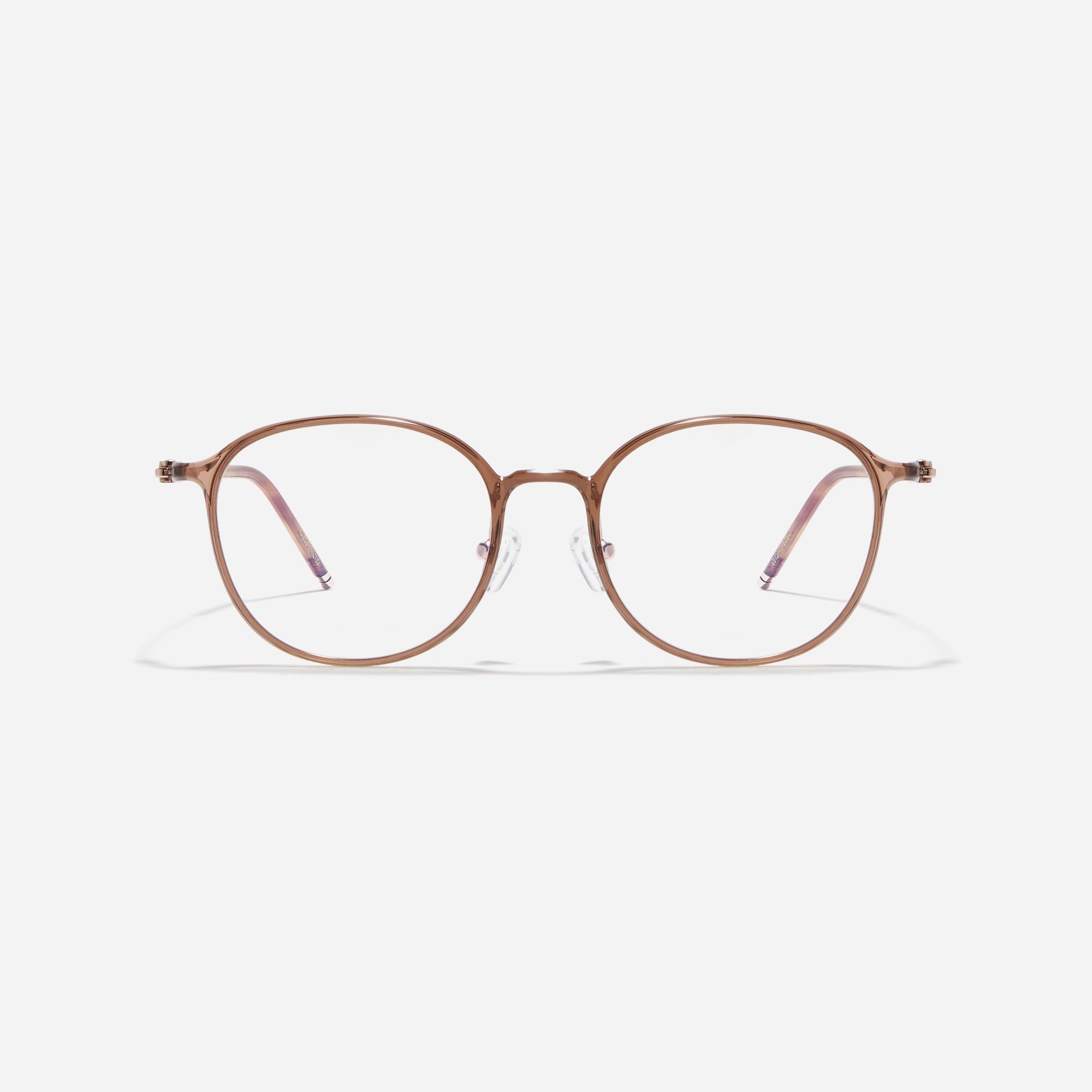 Ultra-lightweight round square-shaped eyeglasses crafted using cutting-edge materials sourced from the French company ARKEMA. These glasses offer robust durability and consistently comfortable fit.