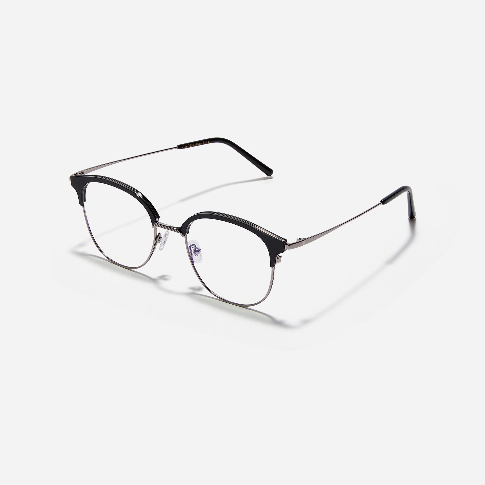 Oversized, square-shaped eyeglasses with a semi-rimless structure ideal for trendy styling and versatile wear.