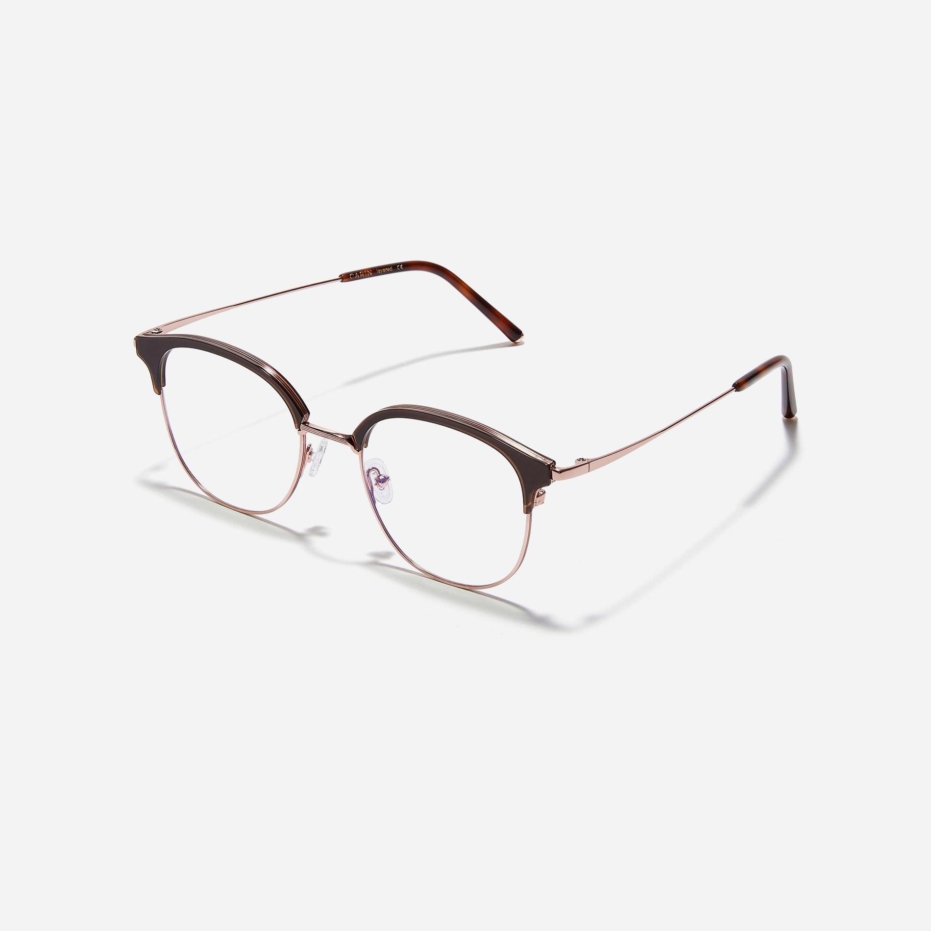 Oversized, square-shaped eyeglasses with a semi-rimless structure ideal for trendy styling and versatile wear.