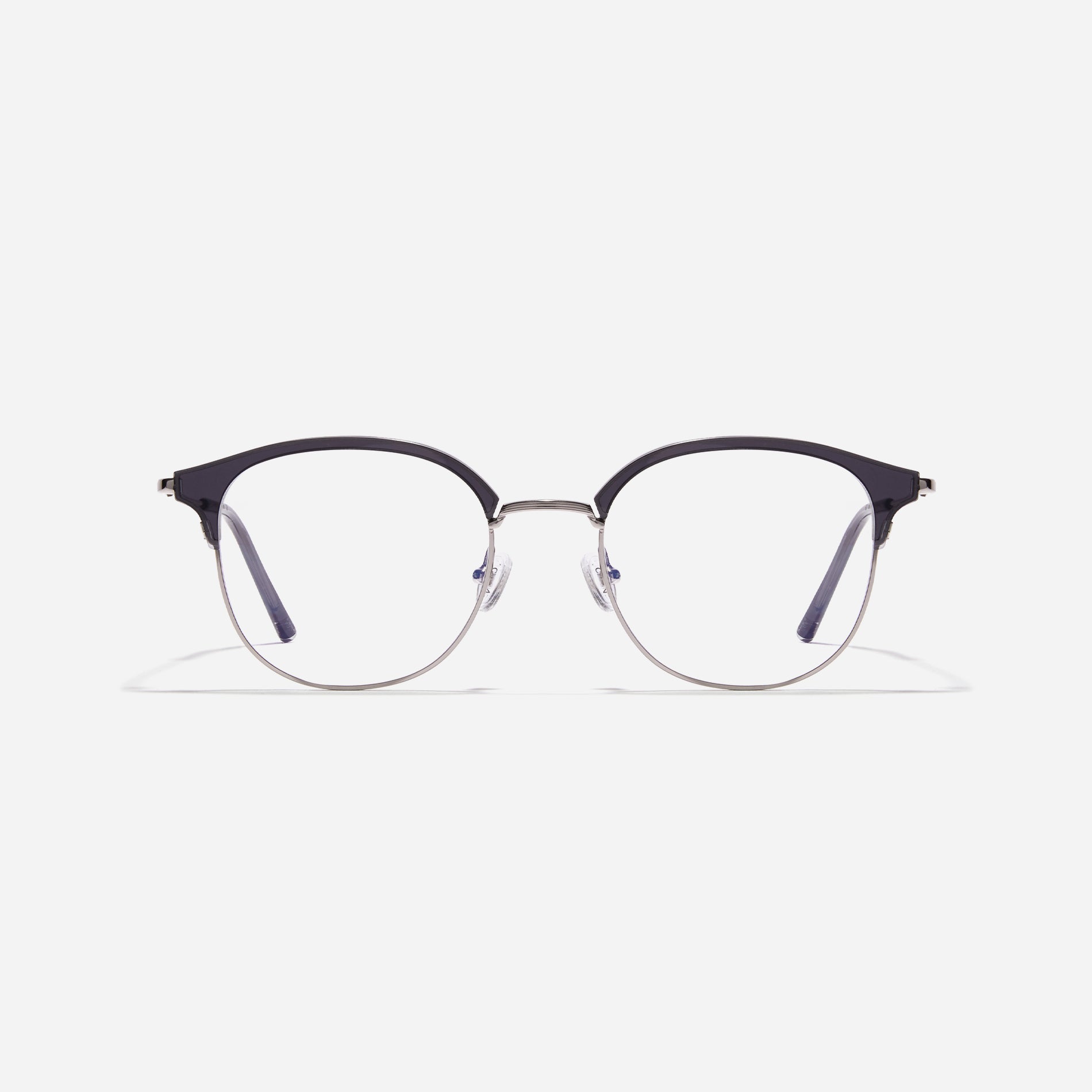 Oversized, square-shaped eyeglasses with a semi-rimless structure ideal for trendy styling and versatile wear.