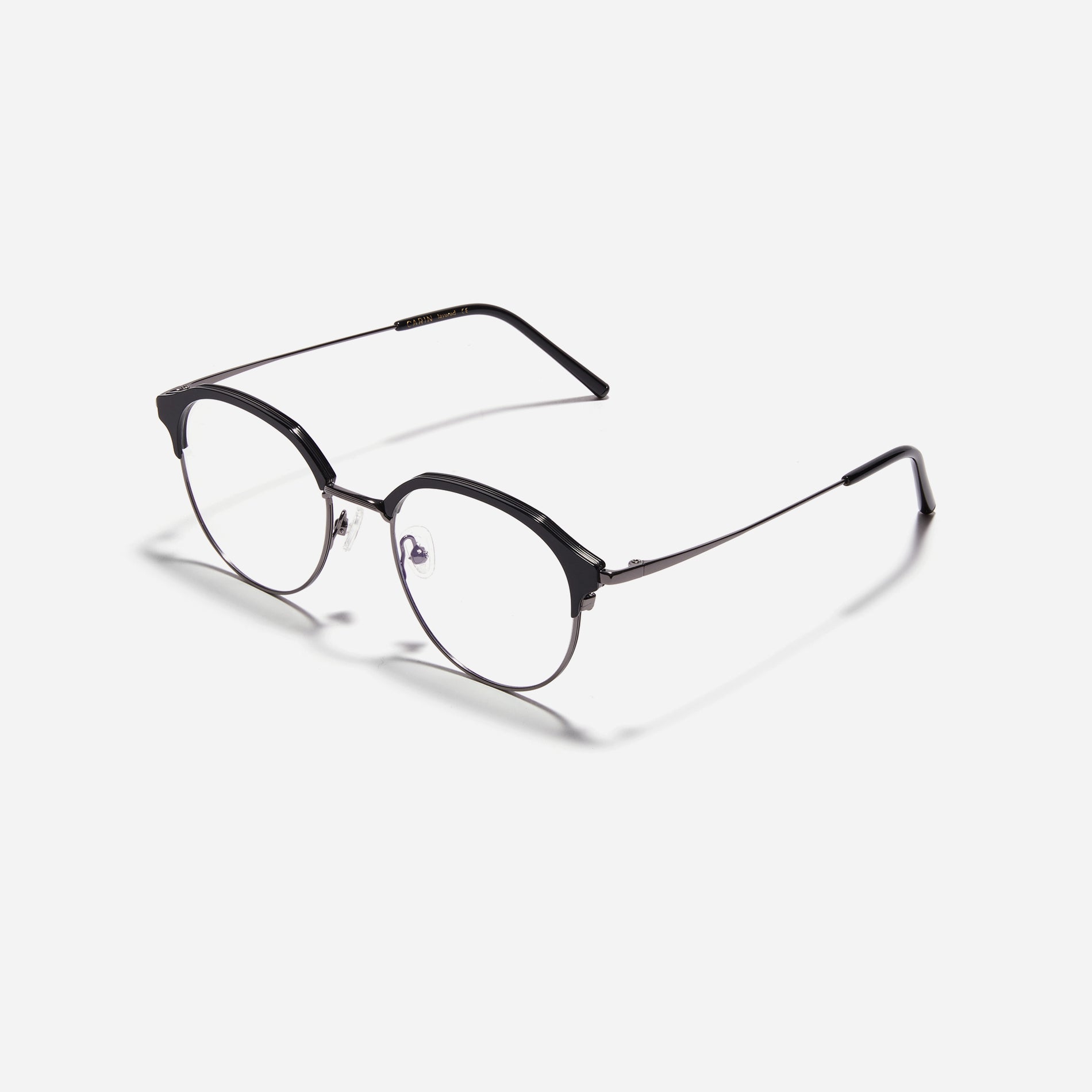 Oversized, round-shaped eyeglasses with a semi-rimless structure ideal for trendy styling and versatile wear.