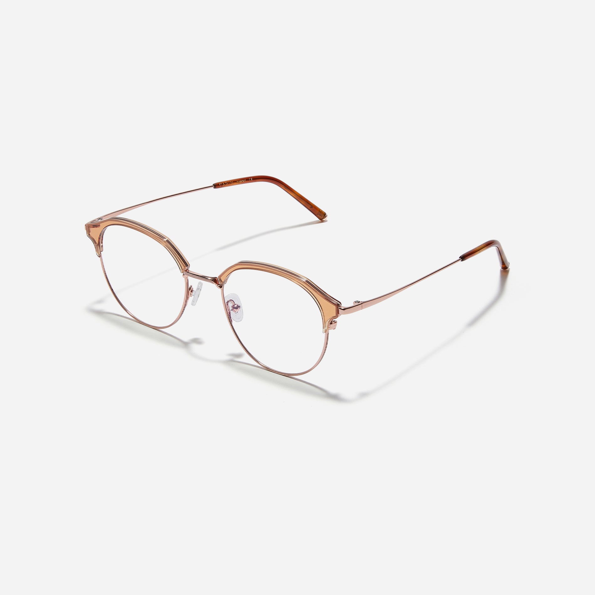 Oversized, round-shaped eyeglasses with a semi-rimless structure ideal for trendy styling and versatile wear.