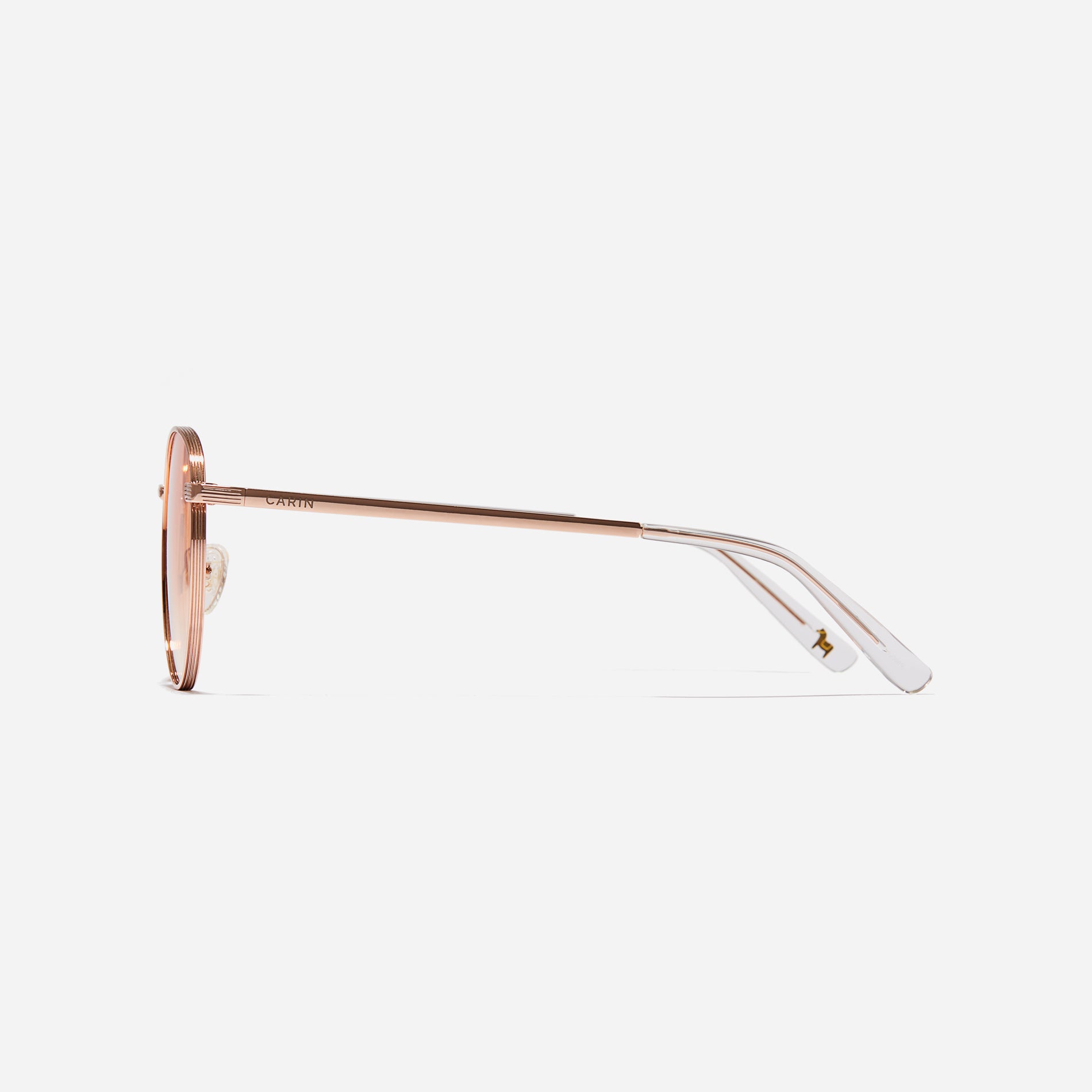 Boeing-style sunglasses featuring chic temple details and half-mirrored lens coating that reduces glare and provides 100% UV protection.