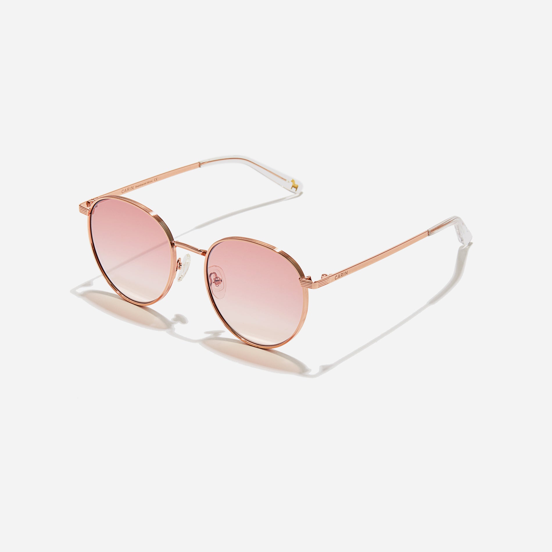 Boeing-style sunglasses featuring chic temple details and half-mirrored lens coating that reduces glare and provides 100% UV protection.