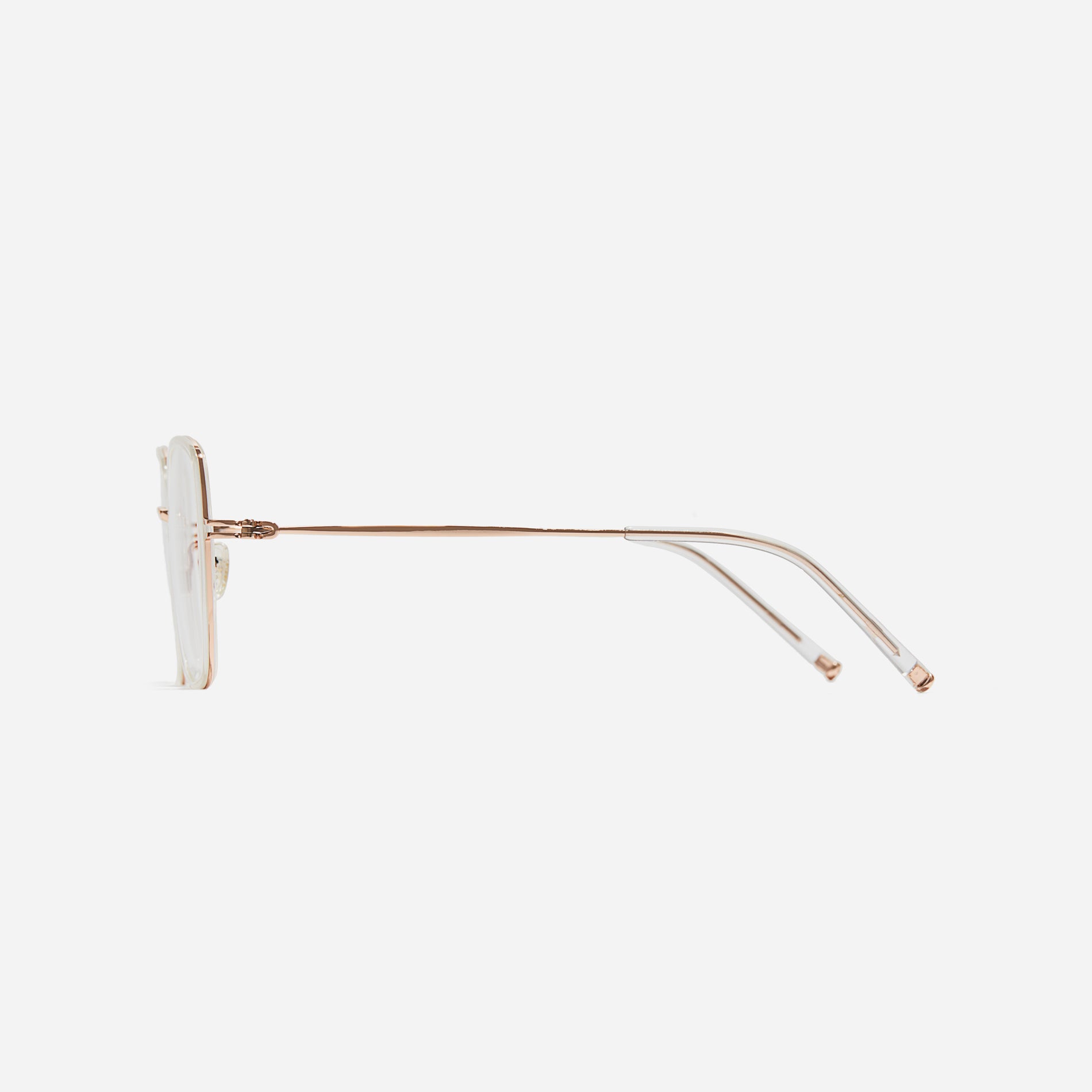 Rectangular-shaped oversized eyeglasses characterized by a delicate acetate rim that secures the frame and hinge details. The slim temples, made from lightweight and elastic B-Titanium material, ensure a consistently comfortable fit.