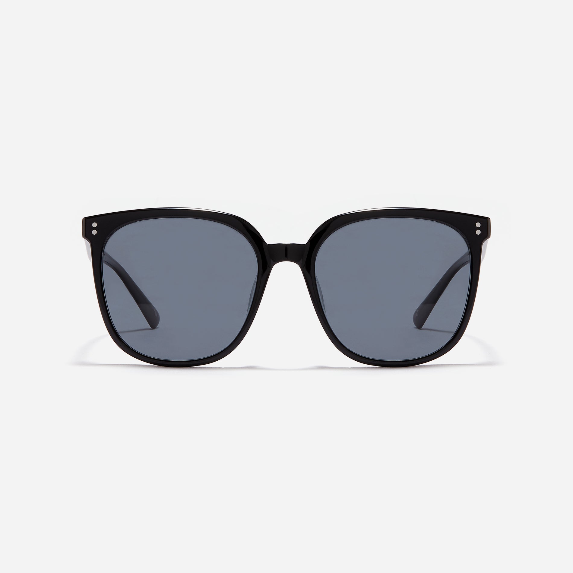 Square-shaped polarized sunglasses, crafted from compressed acetate material for enhanced lightweight properties.