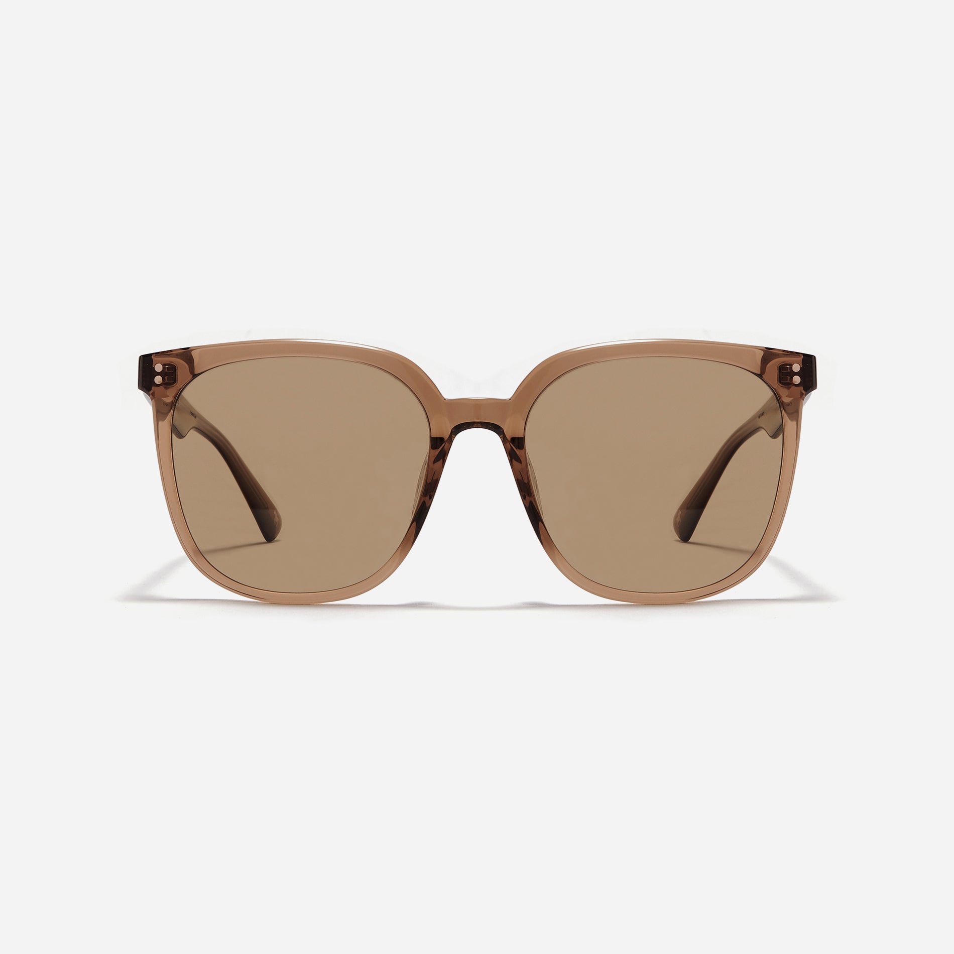 Square-shaped polarized sunglasses, crafted from compressed acetate material for enhanced lightweight properties.