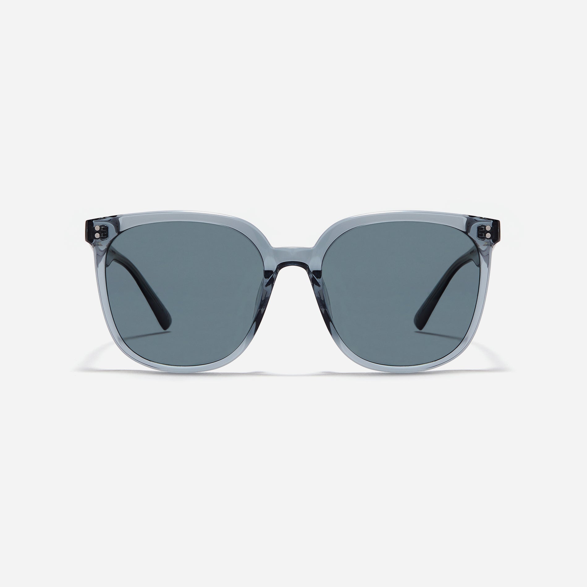 Square-shaped polarized sunglasses, crafted from compressed acetate material for enhanced lightweight properties.